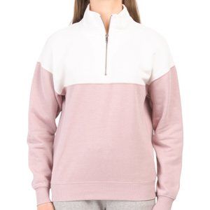 PINK ROSE Juniors Quarter Zip Color Block Pullover